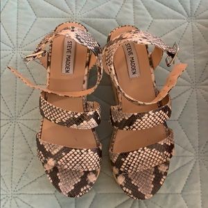 Snake print platform sandals